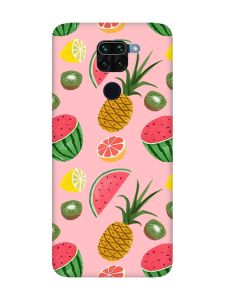 Матовий рожевий чохол на Xiaomi Redmi Note 9 :: Фруктовий мікс (принт 347)