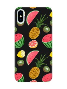 Матовий чорний чохол на iPhone X / Xs :: Фруктовий мікс (принт 347)