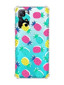 Чохол з потовщеними кутами на Xiaomi Redmi Note 11 4G :: Різнокольорові ананаси (принт 346)