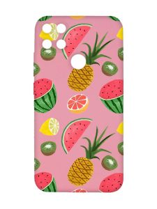 Матовий рожевий чохол на Xiaomi Redmi 10C :: Фруктовий мікс (принт 347)