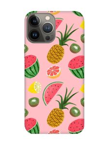 Матовий рожевий чохол на Apple iPhone 13 Pro :: Фруктовий мікс (принт 347)