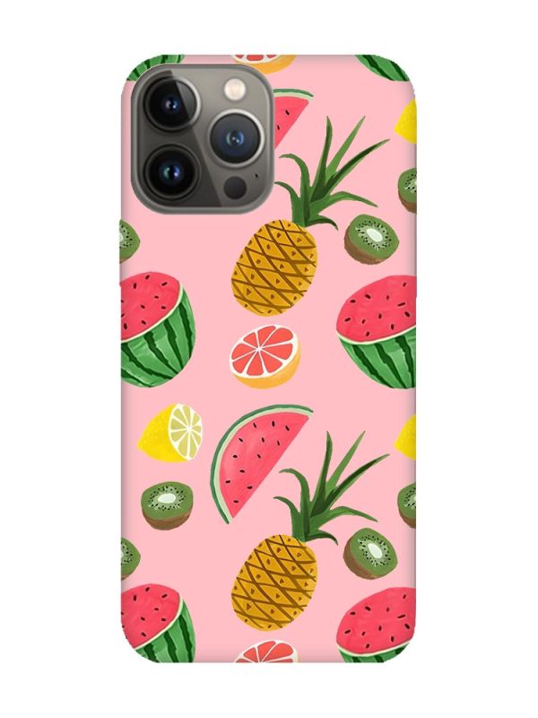Матовий рожевий чохол на Apple iPhone 13 Pro :: Фруктовий мікс (принт 347)