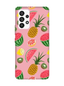 Матовий рожевий чохол на Samsung Galaxy A53 4G/5G :: Фруктовий мікс (принт 347)