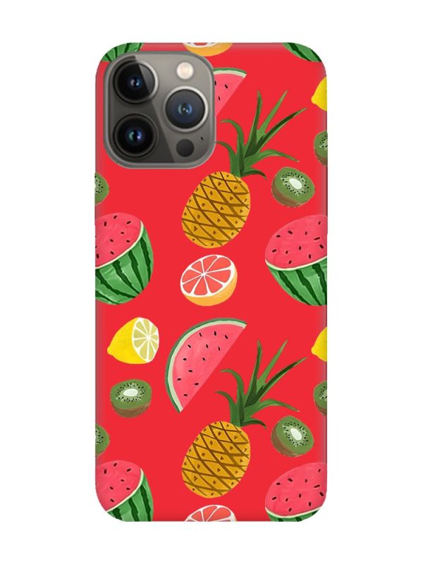 Матовий червоний чохол на Apple iPhone 13 Pro :: Фруктовий мікс (принт 347)