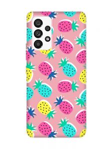 Матовий рожевий чохол на Samsung Galaxy A53 4G/5G :: Різнокольорові ананаси (принт 346)