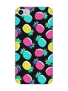 Матовий чорний чохол на iPhone 7 / 8 :: Різнокольорові ананаси (принт 346)