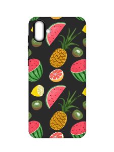 Матовий чорний чохол на Samsung Galaxy A04 :: Фруктовий мікс (принт 347)