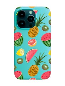 Матовий бірюзовий чохол на Apple iPhone 14 Pro :: Фруктовий мікс (принт 347)
