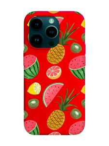 Матовий червоний чохол на Apple iPhone 14 Pro :: Фруктовий мікс (принт 347)