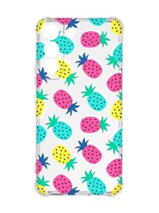 Чохол із потовщеними кутами на Samsung Galaxy S22 :: Різнокольорові ананаси (принт 346)