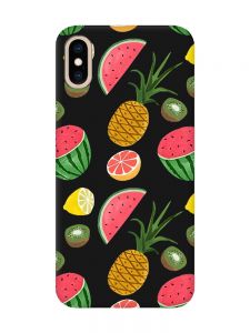 Матовий чорний чохол на iPhone XS MAX :: Фруктовий мікс (принт 347)