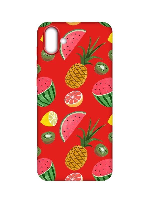Матовий червоний чохол на Samsung Galaxy A04 :: Фруктовий мікс (принт 347)