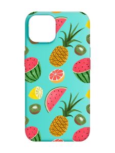Матовий бірюзовий чохол на Apple iPhone 14 :: Фруктовий мікс (принт 347)