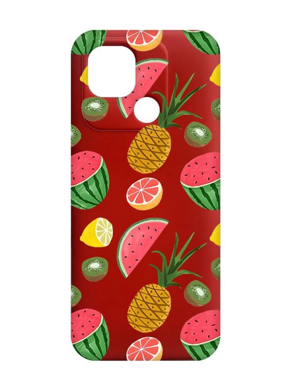 Матовий червоний чохол на Xiaomi Redmi 10C :: Фруктовий мікс (принт 347)