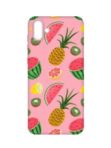 Матовий рожевий чохол на Samsung Galaxy A04 :: Фруктовий мікс (принт 347)