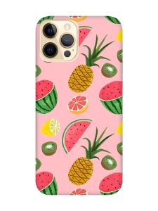 Матовий рожевий чохол на Apple iPhone 12 Pro Max :: Фруктовий мікс (принт 347)