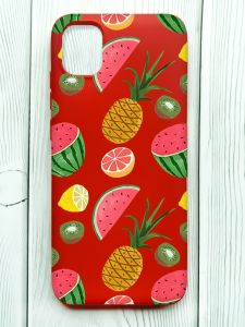 Матовий червоний чохол на Samsung Galaxy A04E/A042 :: Фруктовий мікс (принт 347)