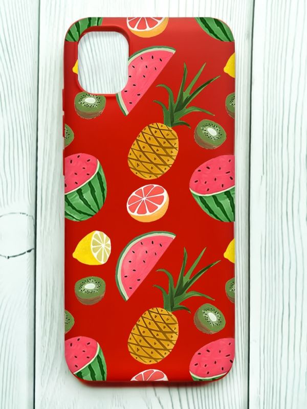 Матовий червоний чохол на Samsung Galaxy A04E/A042 :: Фруктовий мікс (принт 347)