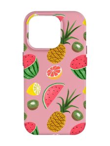 Матовий рожевий чохол на Apple iPhone 14 Pro Max :: Фруктовий мікс (принт 347)