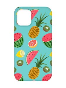 Матовий бірюзовий чохол на Apple iPhone 12/12 Pro (6.1) :: Фруктовий мікс (принт 347)