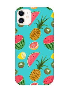 Матовий бірюзовий чохол на Apple iPhone 11 (6.1) :: Фруктовий мікс (принт 347)