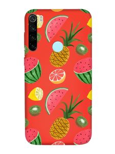 Матовий червоний чохол на Xiaomi Redmi Note 8T :: Фруктовий мікс (принт 347)