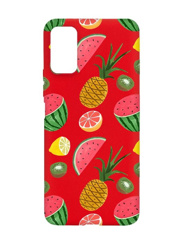 Матовий червоний чохол на Xiaomi Redmi Note 11 4G :: Фруктовий мікс (принт 347)