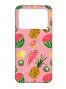 Матовий рожевий чохол на Xiaomi Poco X4 Pro 5G :: Фруктовий мікс (принт 347)