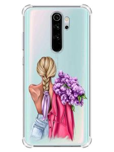 Чохол з потовщеними кутами на Xiaomi Redmi Note 8 Pro :: Дівчина з бузком (принт 7)