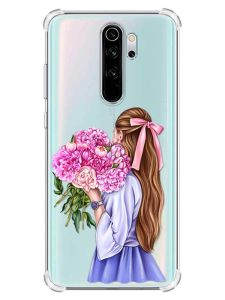 Чохол з потовщеними кутами на Xiaomi Redmi Note 8 Pro :: Дівчина з півоніями (принт 11)