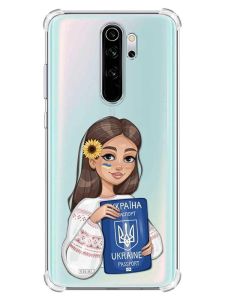 Чохол з потовщеними кутами на Xiaomi Redmi Note 8 Pro :: Дівчина з паспортом (принт 12)