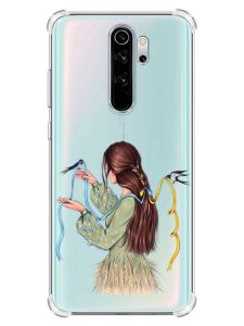 Чохол з потовщеними кутами на Xiaomi Redmi Note 8 Pro :: Дівчина з ластівками (принт 16)