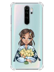 Чохол з потовщеними кутами на Xiaomi Redmi Note 8 Pro :: Дівчина з тюльпанами (принт 22)