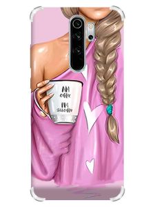 Чохол з потовщеними кутами на Xiaomi Redmi Note 8 Pro :: Дівчина з кавою (принт 58)