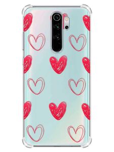 Чохол з потовщеними кутами на Xiaomi Redmi Note 8 Pro :: Сердечка червоні (принт 77)
