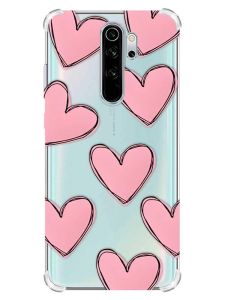 Чохол з потовщеними кутами на Xiaomi Redmi Note 8 Pro :: Сердечка рожеві (принт 78)