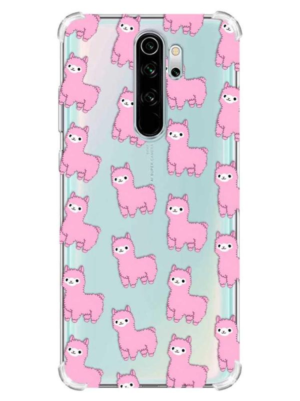 Чохол з потовщеними кутами на Xiaomi Redmi Note 8 Pro :: Лами рожеві (принт 101)