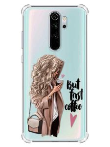 Чохол з потовщеними кутами на Xiaomi Redmi Note 8 Pro :: Дівчина з кавою (принт 114)