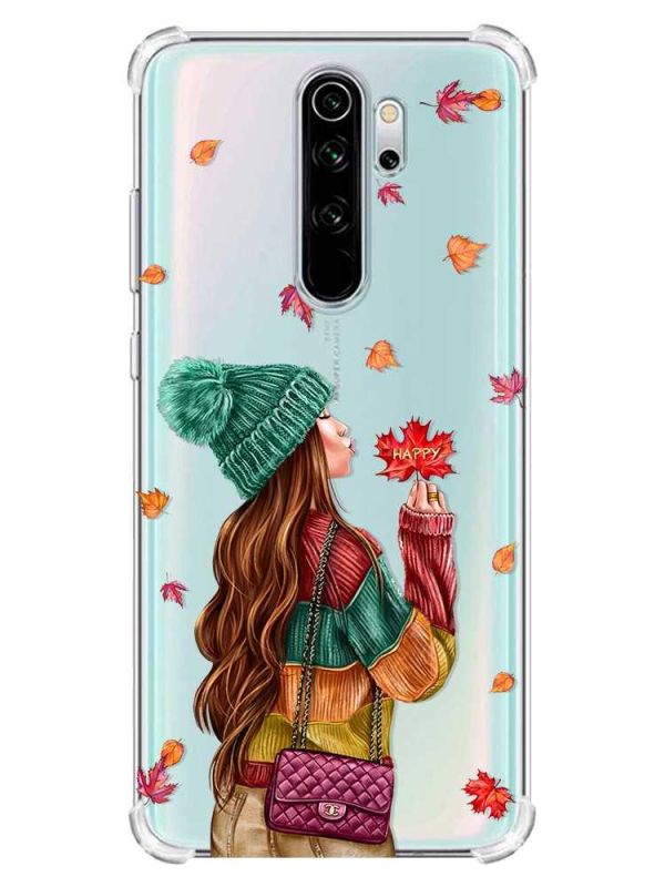 Чохол з потовщеними кутами на Xiaomi Redmi Note 8 Pro :: Дівчина з листям (принт 221)