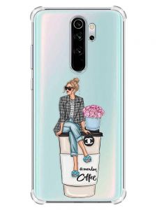 Чохол з потовщеними кутами на Xiaomi Redmi Note 8 Pro :: Дівчина на каві (принт 228)