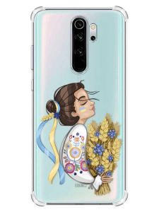 Чохол з потовщеними кутами на Xiaomi Redmi Note 8 Pro :: Українка з колосками (патріотичний принт 172)