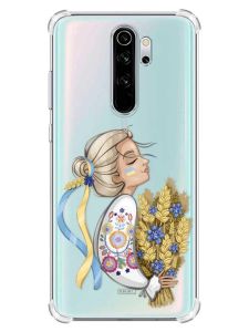 Чохол з потовщеними кутами на Xiaomi Redmi Note 8 Pro :: Українка з колосками (патріотичний принт 173)