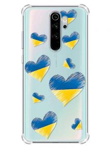 Чохол з потовщеними кутами на Xiaomi Redmi Note 8 Pro :: Сердечка. Україна (принт 258)