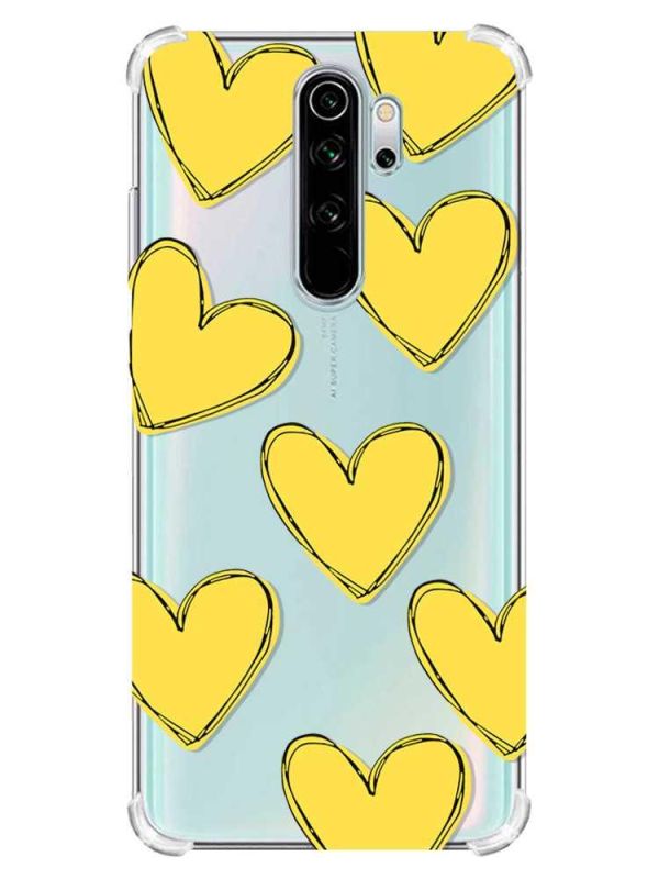 Чохол з потовщеними кутами на Xiaomi Redmi Note 8 Pro :: Сердечка жовті (принт 259)