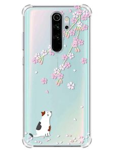 Чохол з потовщеними кутами на Xiaomi Redmi Note 8 Pro :: Котик і сакура (принт 283)