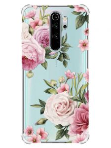 Чохол з потовщеними кутами на Xiaomi Redmi Note 8 Pro :: Рожеві квіти (принт 287)