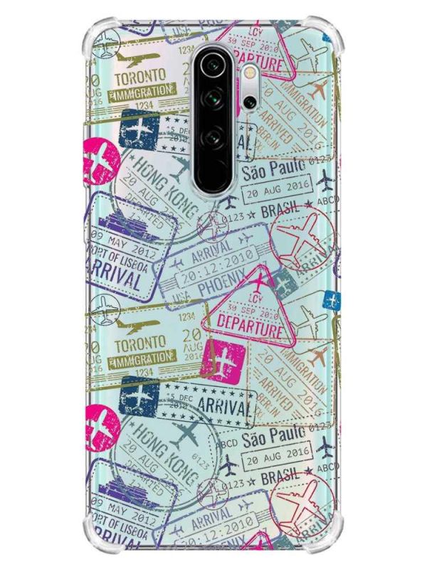 Чохол з потовщеними кутами на Xiaomi Redmi Note 8 Pro :: Подорожі. Штампи (принт 316)
