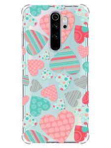 Чохол з потовщеними кутами на Xiaomi Redmi Note 8 Pro :: Різнокольорові сердечка (принт 334)