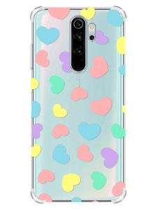 Чохол з потовщеними кутами на Xiaomi Redmi Note 8 Pro :: Різнокольорові сердечка (принт 335)