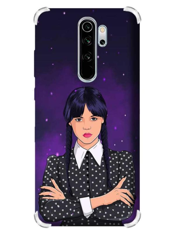 Чохол з потовщеними кутами на Xiaomi Redmi Note 8 Pro :: Дівчина з косичками. Венздей (принт 208)
